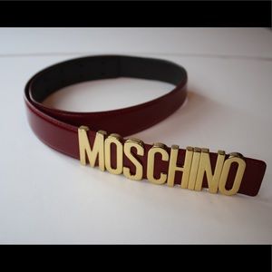 Red leather Moschino belt Sz 42 / Small